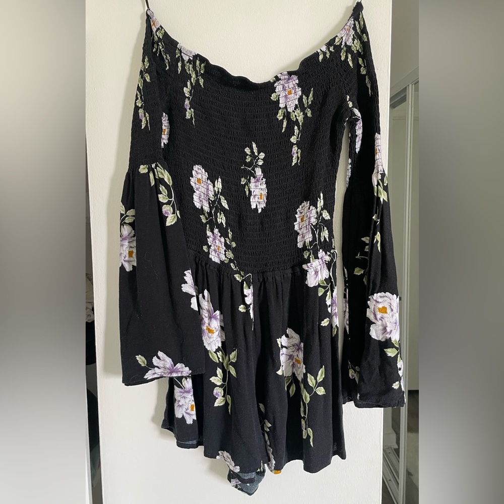 Kendall & Kylie black floral lace up romper